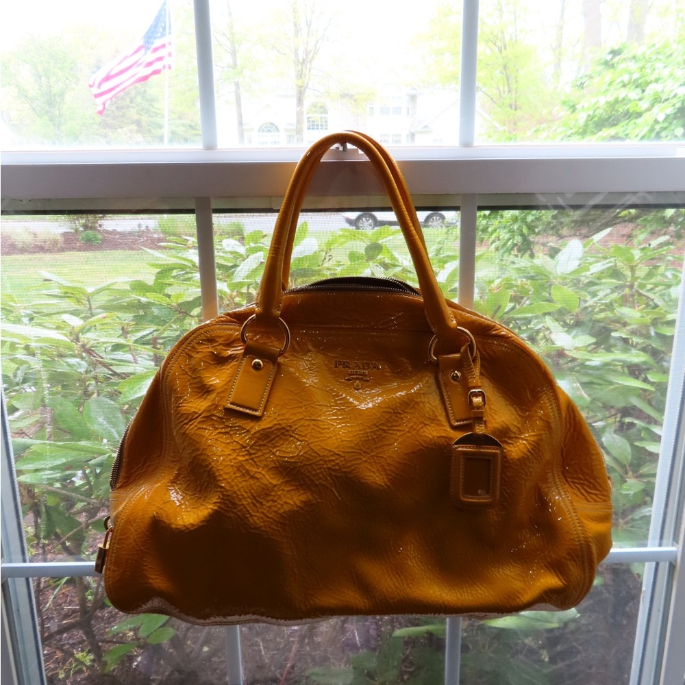 Prada Glossy Yellow Patent Leather Tote - Picture 3 of 9